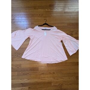 Avenue Blouse Top Pink Size 22/24 Bell Sleeves New With Tags